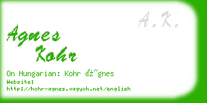 agnes kohr business card